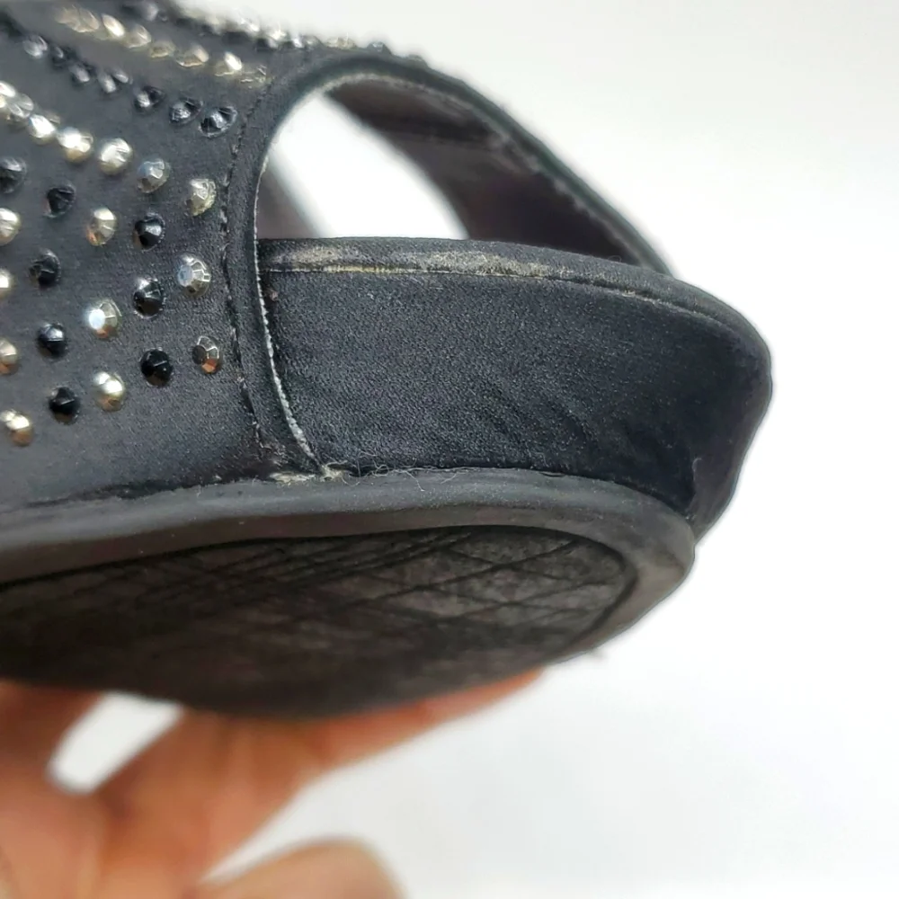 Rampage Black Silver Bling Peep Toe Pump 8